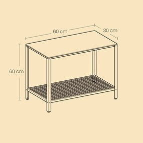 Mesita auxiliar de estilo industrial con estante 60 x 30 x 60 cm castanho-preto vintage