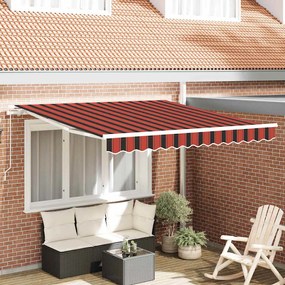 Toldo Retrátil Riscas Manual Laranja e Marrom 350 x 250 cm tecido
