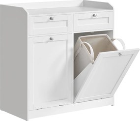 Armário de casa de banho com cestos para roupa suja e gavetas 40 x 78,9 x 80,2 cm branco