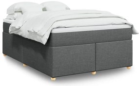 vidaXL Cama com molas/colchão 140x200 cm tecido cinzento-escuro