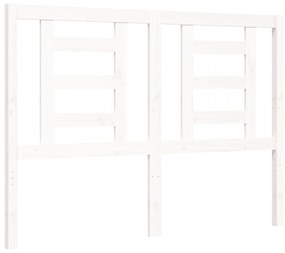 Estrutura de cama com cabeceira 140x190cm madeira maciça branco