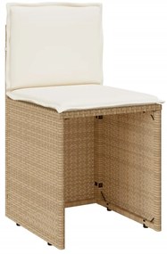 3 pcs conjunto bistrô com almofadões vime PE bege