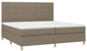 Cama box spring colchão/LED 200x200cm tecido cinza-acastanhado