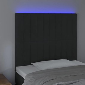 Cabeceira de cama c/ LED veludo 90x5x118/128cm preto