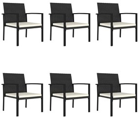 7 pcs conjunto de jantar para jardim vime PE preto