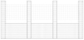 Cesto gabião em forma de U c/ 5 postes 500x20x200 cm ferro