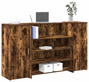 vidaXL Balcão recepção 180x50x103,5 cm madeira carvalho fumado