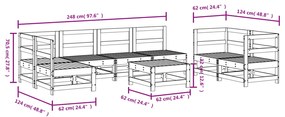 8 pcs conjunto lounge de jardim pinho maciço branco