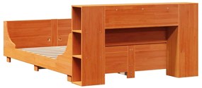 Cama sem colchão 135x190 cm madeira pinho maciça castanho-mel