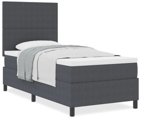 Cama Box Spring com Colchão Cinza Escuro 90x200 cm Tecido Veludo Cordu