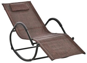 Espreguiçadeira de Exterior com Apoio para os Braços e Efeito de Vime para Jardim Terraço Pátio Carga Máxima 160kg 61x160x79cm Marrom