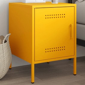 vidaXL Mesa de cabeceira 36x39x50,5 cm aço amarelo mostarda