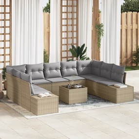 Conjunto de Sofá de 10 Peças com Almofadas em Rattan Sintético Preto