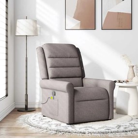 vidaXL Poltrona de massagens reclinável tecido cinzento-acastanhado