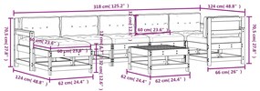 8 pcs conjunto lounge jardim c/ almofadões madeira maciça cinza