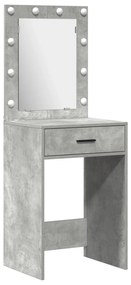 Conjunto de Espelho e Mesa de Maquilhagem 2 Peças com LED Cinza Betão