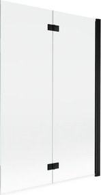 Mexen Mist parede para banho de 2 painéis, lado direito, 120 x 150 cm, transparente, preto - 8A9-120-002-70-00-P