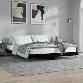 Estrutura de cama 150x200 cm derivados de madeira preto