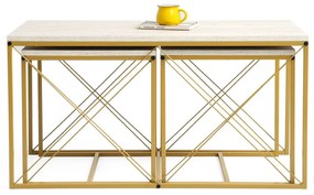 Conjunto de Mesas de Centro Defne – Travertino Dourado – Medidas: 100x