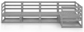 5 pcs conjunto lounge de jardim pinho maciço cinzento