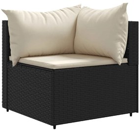 7 pcs conjunto lounge de jardim c/ almofadões vime PE preto