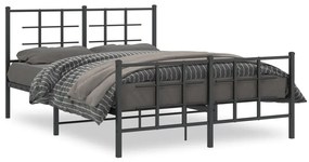 vidaXL Estrutura de cama com cabeceira e pés 140x190 cm metal preto