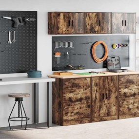 vidaXL Armários de garagem 2 pcs derivados de madeira carvalho fumado