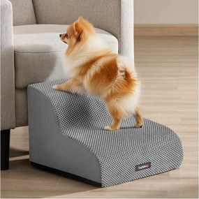 Escada para cães 40 x 40 x 30 cm com revestimento antiderrapante e 2 degraus cinza 