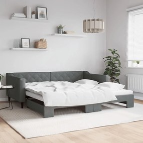 vidaXL Sofá-cama com gavetão 100x200 cm tecido cinzento-escuro