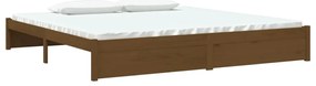 Estrutura de cama 200x200 cm madeira maciça castanho mel
