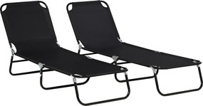 Outsunny Conjunto de 2 espreguiçadeiras dobráveis espreguiçadeira de jardim com encosto ajustável em 5 posições até 120kg | Aosom Portugal