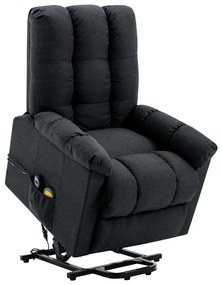 vidaXL Poltrona de massagens elevatória tecido cinzento-escuro