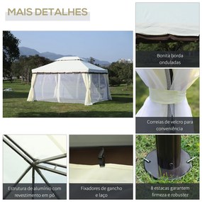 Pérgola de Jardim 390x290 cm Pérgola de Alumínio com Teto de Ventilaçã