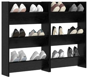 Armários para Sapatos de Parede 2 pcs Carvalho preto
