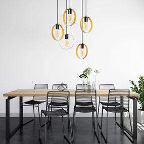 Candeeiro Chandelier Halka – Dourado/Preto – Diâmetro 70 cm, Altura 10