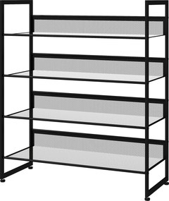 HOMCOM Estante para Sapatos, Prateleira para Sapatos, Suporte para Sapatos, 4 Prateleiras, 72 cm x 30 cm x 82,7 cm, Preto | Aosom Portugal