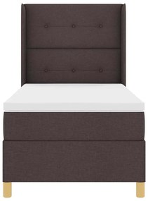 Cama Box com Colchão &amp; LED Marrom Escuro 100x200 cm Tecido
