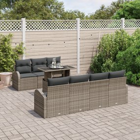 Conjunto de Sofá de Jardim Modular de 8 Peças com Almofadas Cinzento P