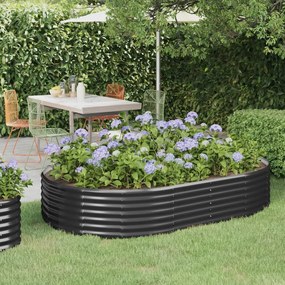 vidaXL Canteiro elevado jardim 214x140x36 aço revestido a pó antracite