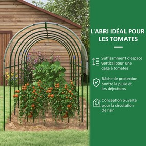 Estufa de jardim para tomates com 7 arcos de aço e cobertura de plástico, 6 x 1,23 x 1,71 m, verde