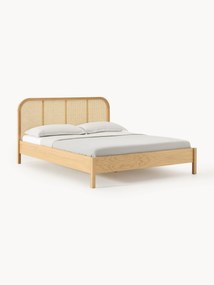 Cama de madeira com cabeceira em vime vienense Jones