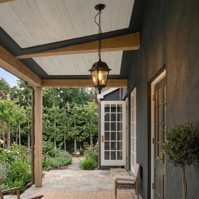 Candeeiro de suspensão clássico para exterior preto IP44 - Capital