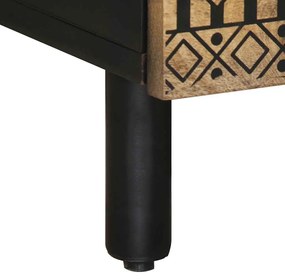 Mesa centro 100x54x40 cm madeira mangueira áspera maciça preto