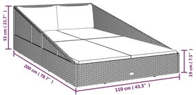 Espreguiçadeira de jardim 110x200 cm vime PE castanho