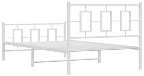 Estrutura de cama com cabeceira e pés 107x203 cm metal branco