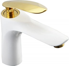 Mexen Lily torneira de lavatório, branco/dourado - 73600-25