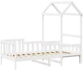Sofá-cama c/ telhado 90x190 cm madeira de pinho maciça branco