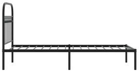 Estrutura de cama metal s/ colchão c/ cabeceira 75x190 cm preto