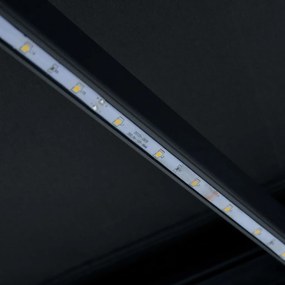 Toldo retrátil c/ sensor vento e LED 400x300 cm antracite