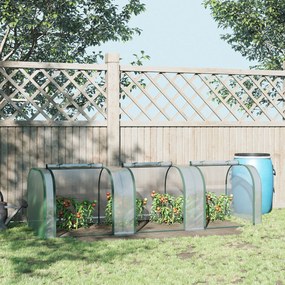 Estufa 295x100x80 cm para Jardim Varanda Estufa Pequena para Cultivo de Plantas com 3 Janelas Estrutura de Aço e PVC Transparente e Verde
